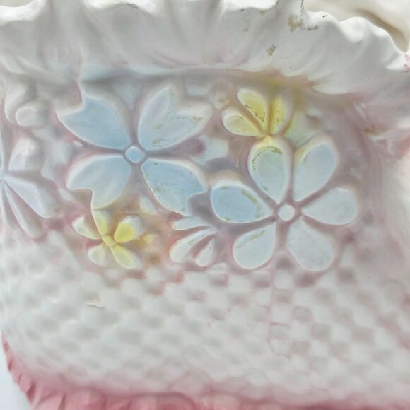 Napco C-7707 Baby Shoe Planter Ceramic Pink White Pastel 1950s Cottage Core - Picture 9 of 10
